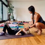 Children meditation and shavasana with eye pillows